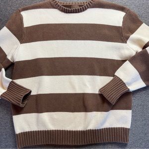 John Galt Knitted Striped Sweater 100% Cotton Nautical Lagenlook Preppy